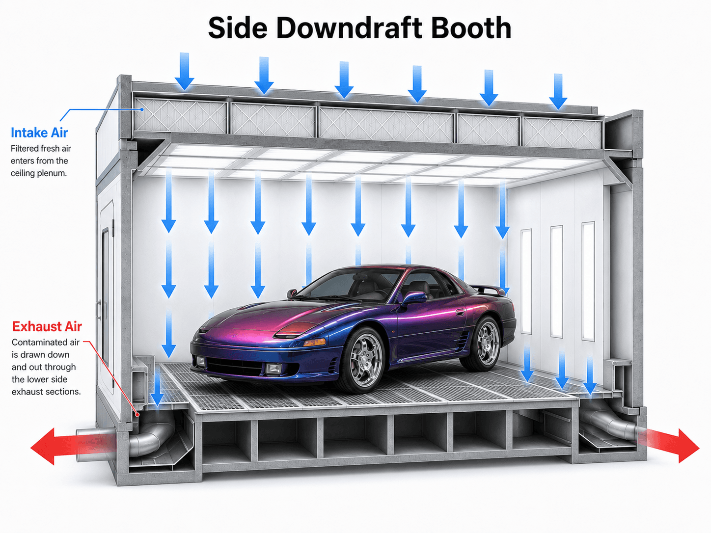 Side-downdraft booth diagram
